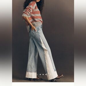 MOTHER Nacho Double Dip High Rise Wide Leg Jeans Deep Fried Color